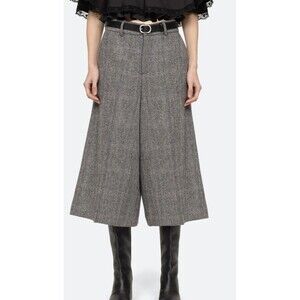 SEA New York Eleni Tweed Wide Leg Culottes Dark Academia Pants Wool Blend Sz 14